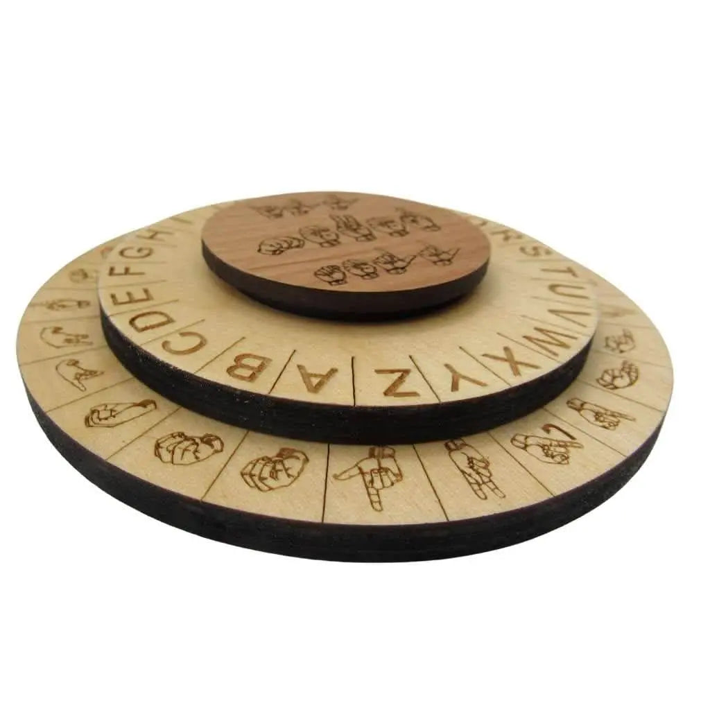 Sign Language Cipher Wheel - ASL Decoder Disk Escape Room Prop Creative Escape Rooms
