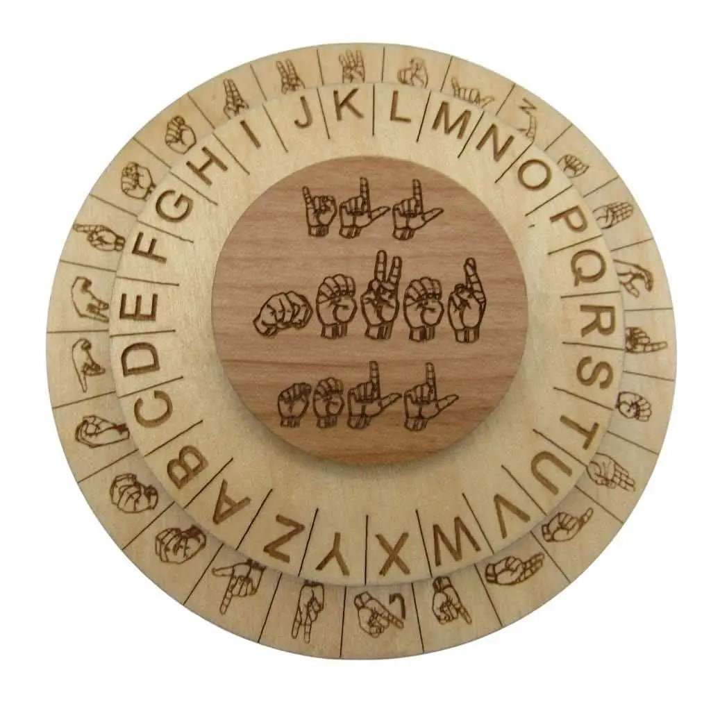 Sign Language Cipher Wheel - ASL Decoder Disk Escape Room Prop Creative Escape Rooms