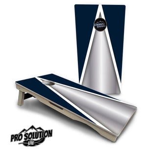 Silver/Blue Triangle Cornhole Boards - Pro Solution Lite Series Cornhole Solutions