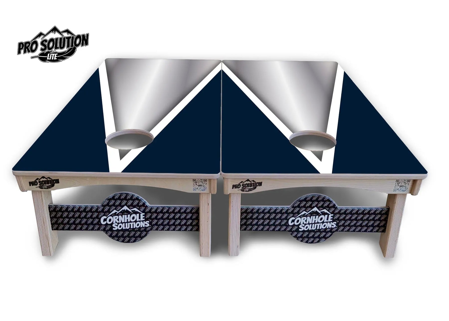 Silver/Blue Triangle Cornhole Boards - Pro Solution Lite Series Cornhole Solutions