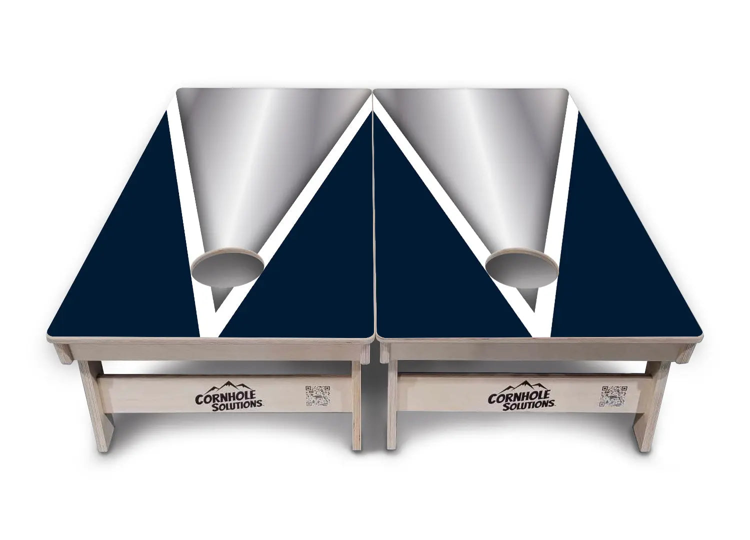 Silver/Blue Triangle Cornhole Boards - Professional Tournament Series by Cornhole Solutions, custom cornhole board detail photo 2