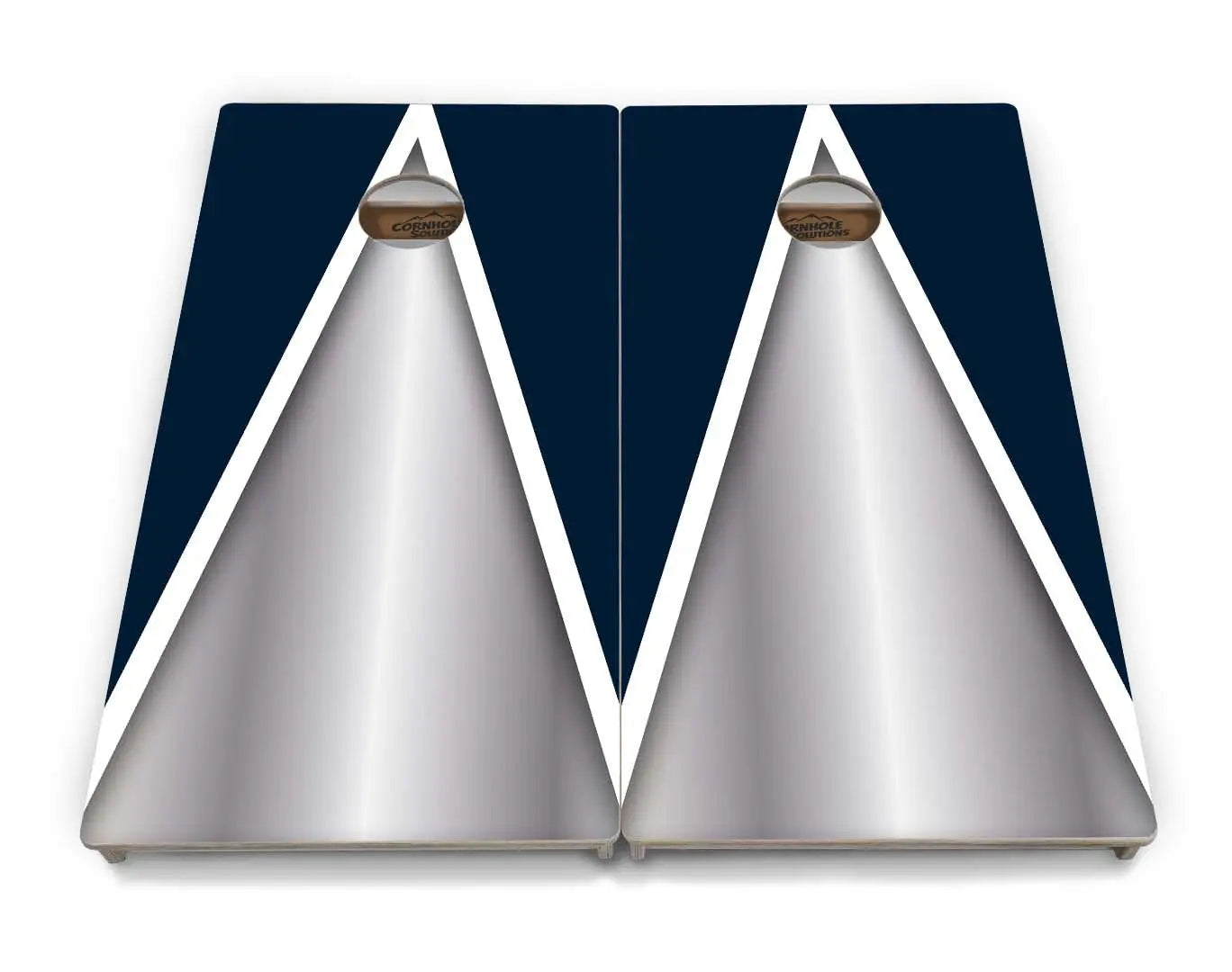 Silver/Blue Triangle Cornhole Boards - Professional Tournament Series by Cornhole Solutions, custom cornhole board detail photo 3
