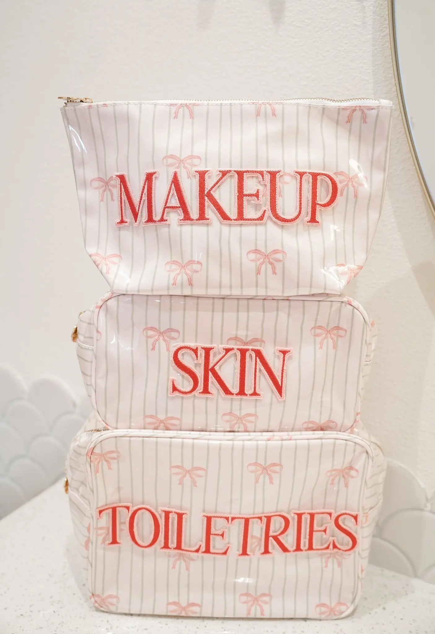 Skin - Pink Ribbons Clear Coat Large Bag by KenzKustomz, handmade leather goods detail photo 2