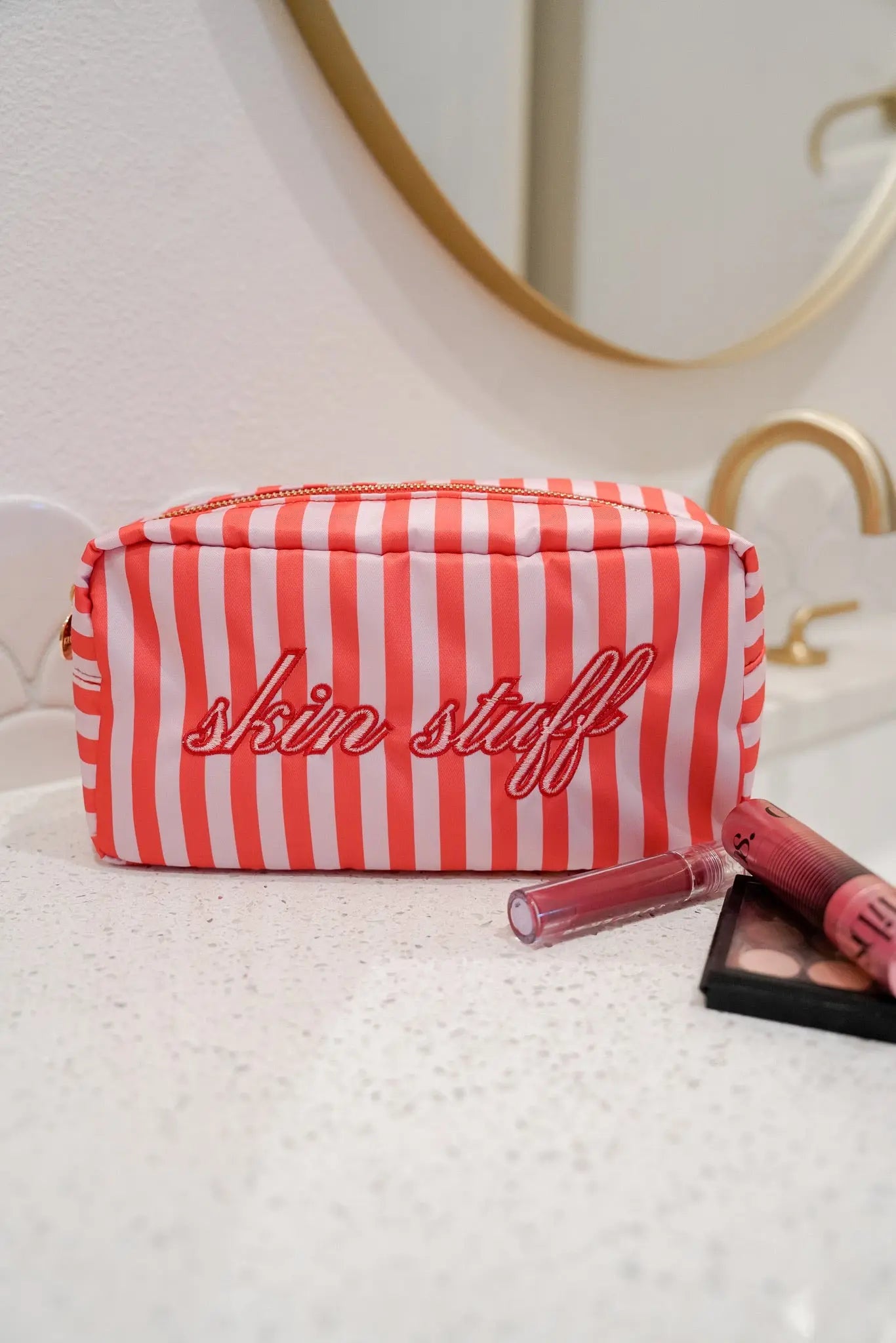 Skin Stuff - Pink & Red Stripes Large Bag KenzKustomz