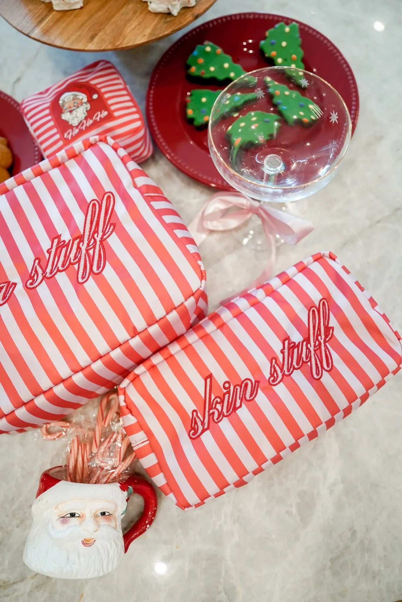 Skin Stuff - Pink & Red Stripes Large Bag by KenzKustomz, handmade leather goods detail photo 2