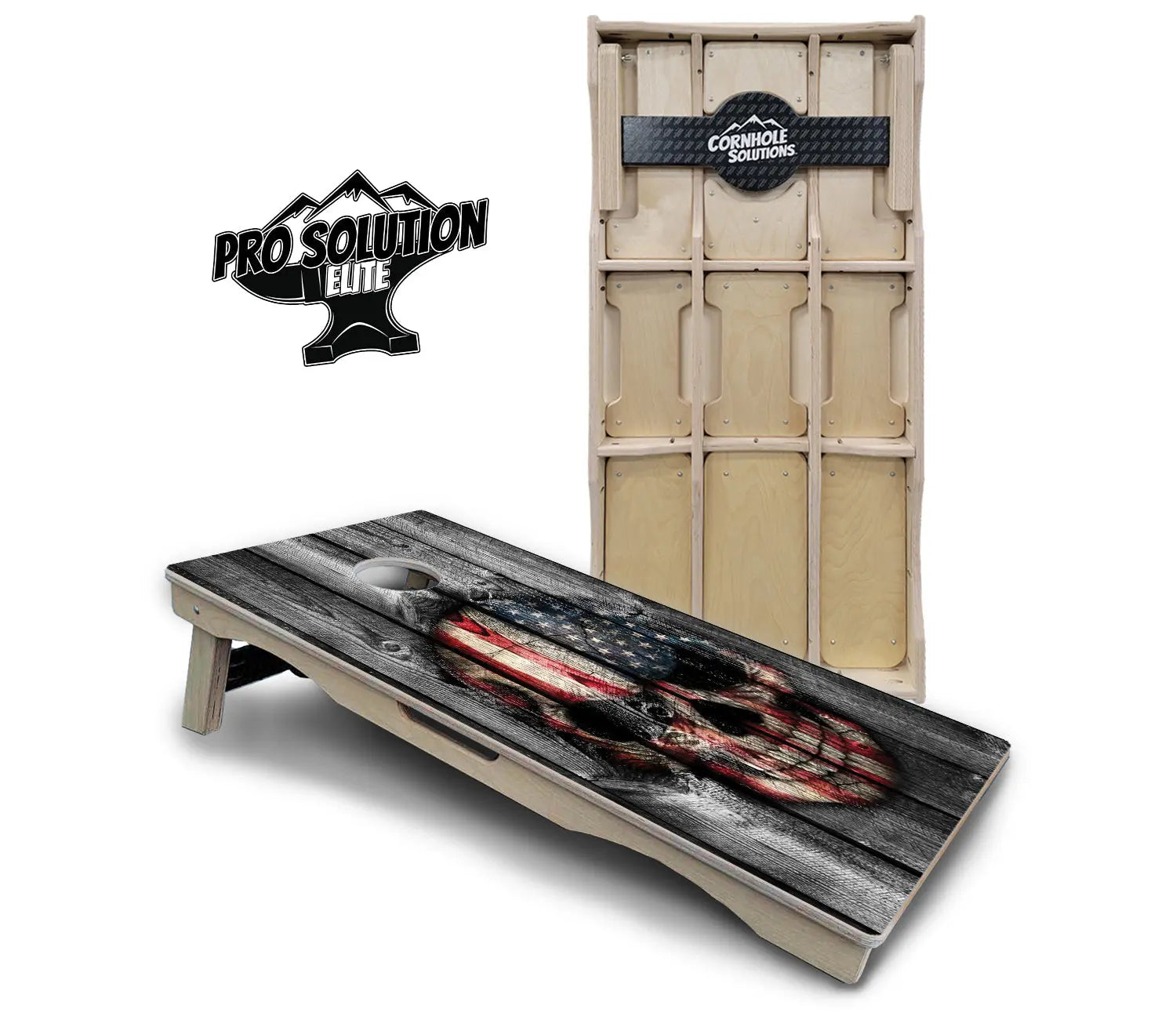Skull Flag Cornhole Boards - Pro Solution Elite Series by Cornhole Solutions, custom cornhole board main product photo