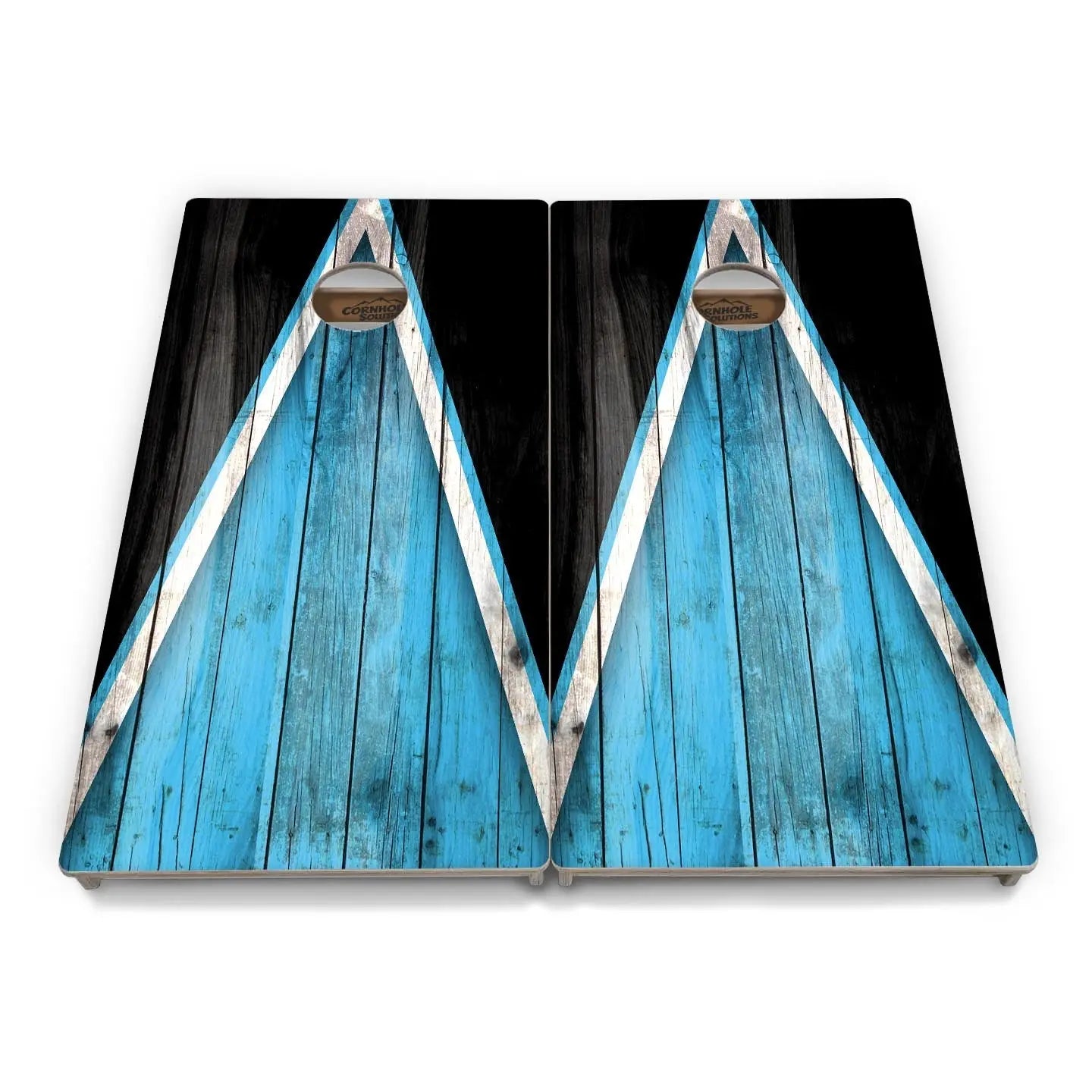 Sky Blue Triangle Cornhole Boards - Professional Tournament Series by Cornhole Solutions, custom cornhole board detail photo 2
