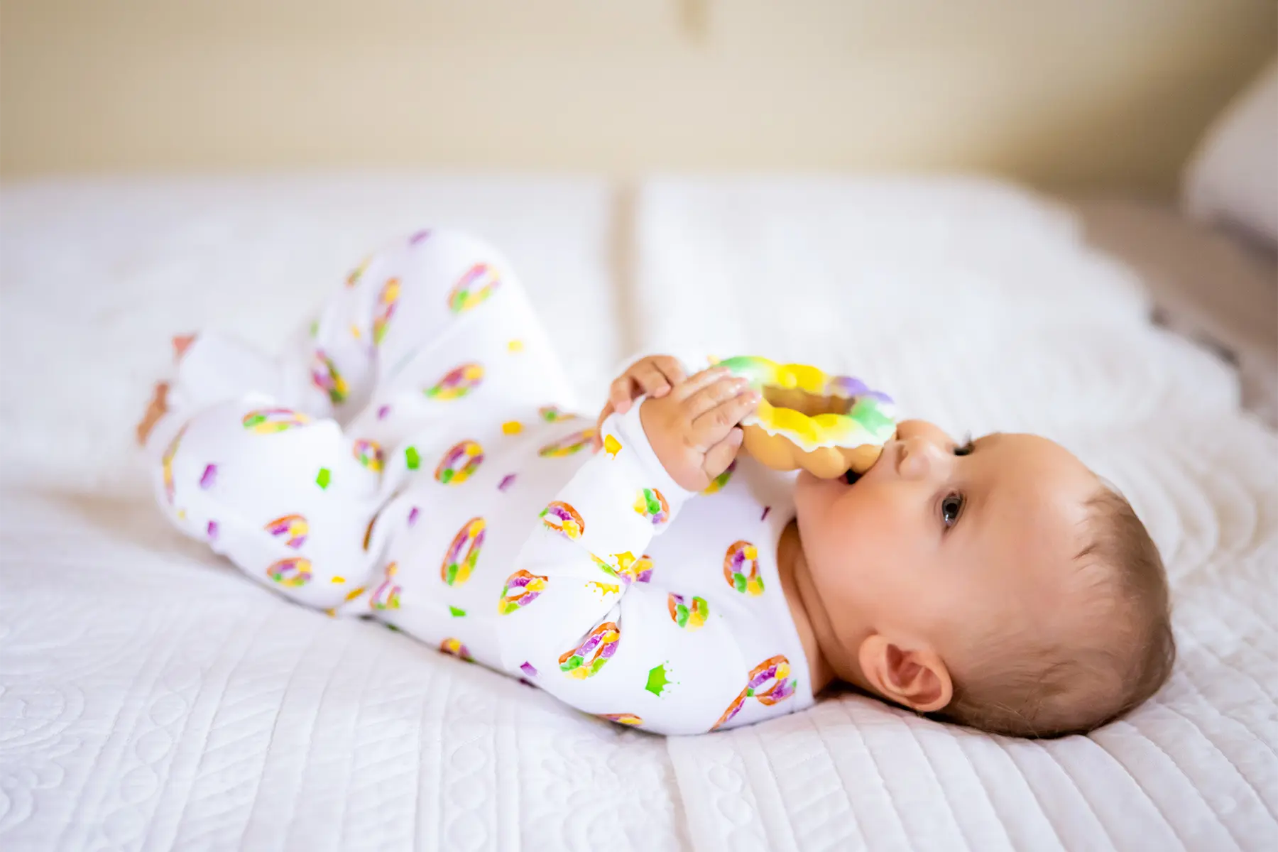 Slice, Slice, Baby King Cake Bath Toy & Baby Teether by Nola Tawk, Southern lifestyle apparel detail photo 2