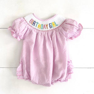 Smocked Birthday Girl Bubble Seven Lantern Lane