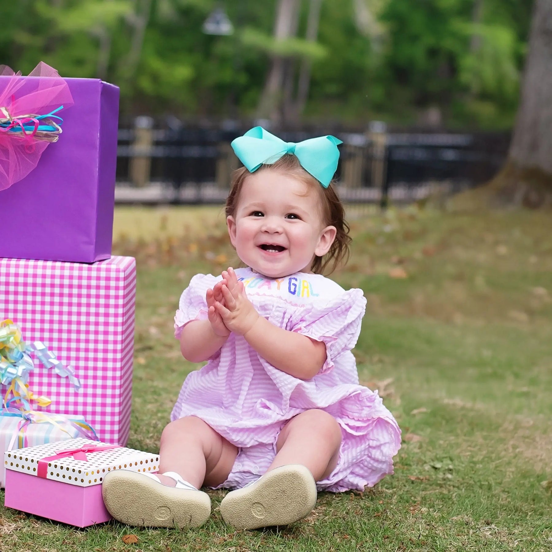 Smocked Birthday Girl Bubble Seven Lantern Lane