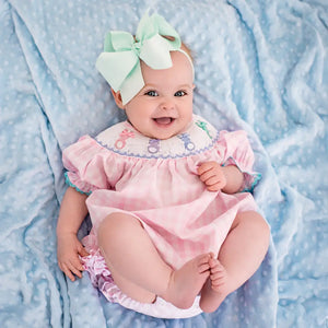Smocked Pink Bunny Bubble Seven Lantern Lane