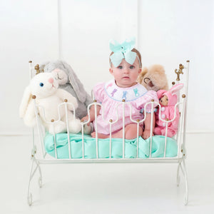 Smocked Pink Bunny Bubble Seven Lantern Lane