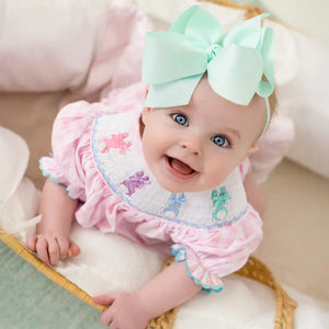 Smocked Pink Bunny Bubble Seven Lantern Lane