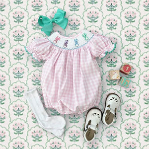 Smocked Pink Bunny Bubble Seven Lantern Lane