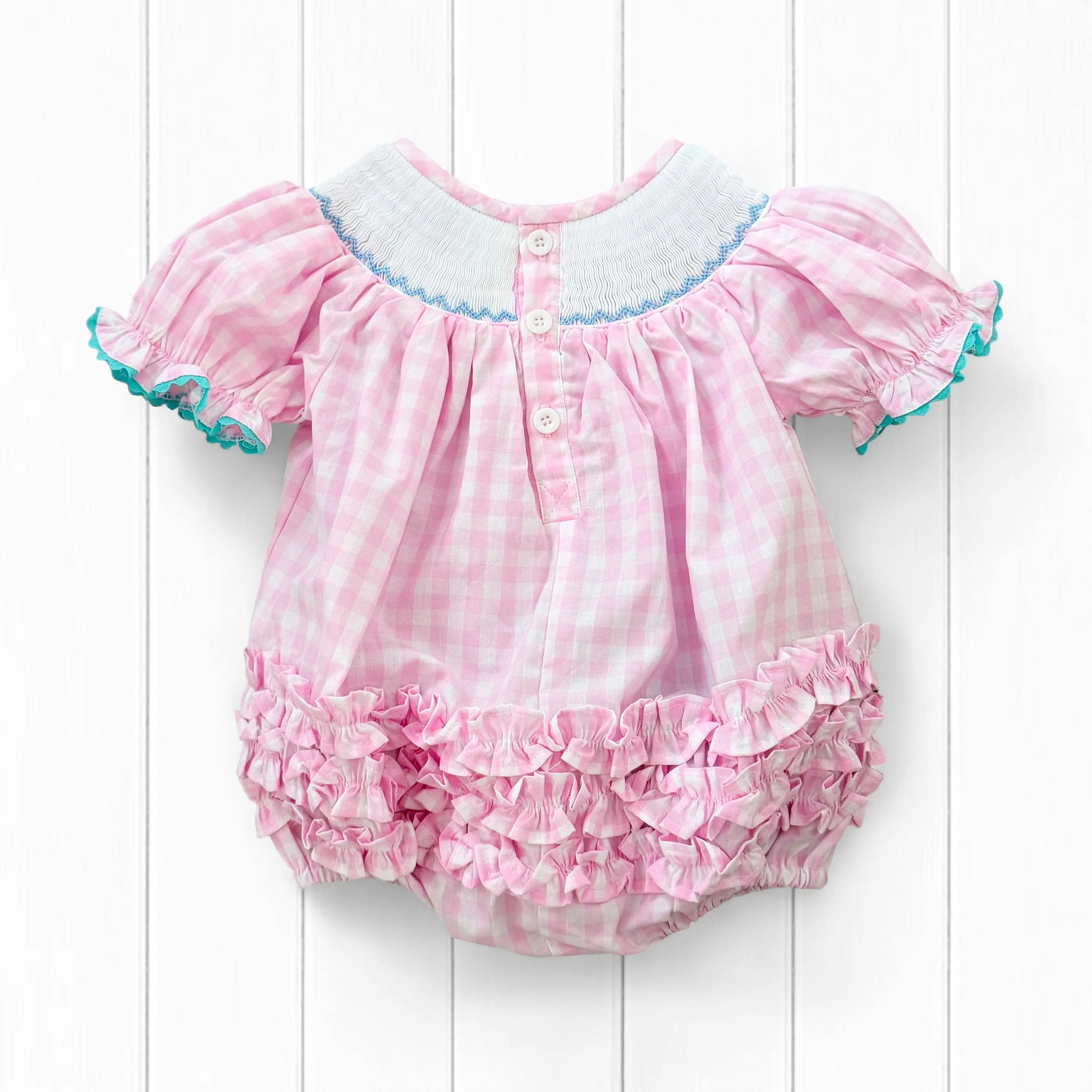 Smocked Pink Bunny Bubble Seven Lantern Lane