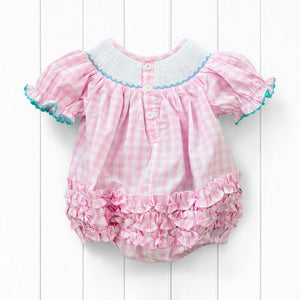 Smocked Pink Bunny Bubble Seven Lantern Lane