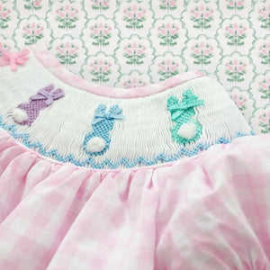 Smocked Pink Bunny Bubble Seven Lantern Lane