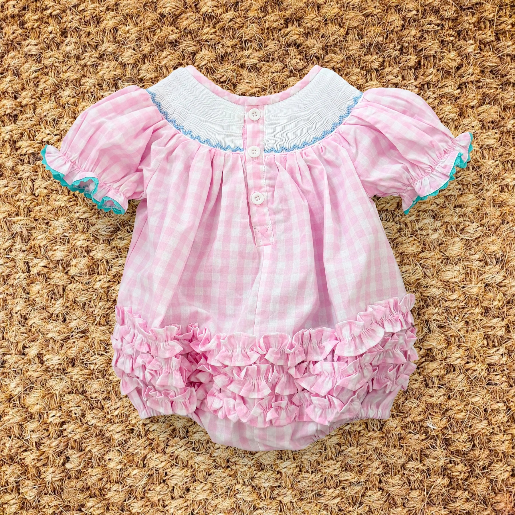 Smocked Pink Bunny Bubble Seven Lantern Lane