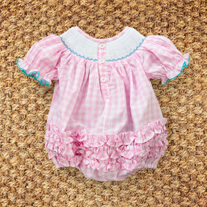 Smocked Pink Bunny Bubble Seven Lantern Lane