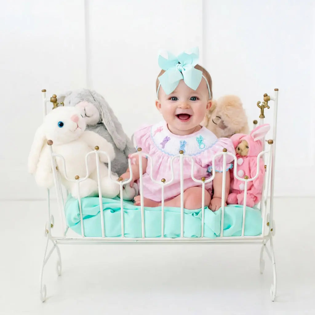 Smocked Pink Bunny Bubble Seven Lantern Lane