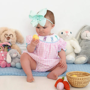 Smocked Pink Bunny Bubble Seven Lantern Lane