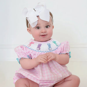 Smocked Pink Bunny Bubble Seven Lantern Lane