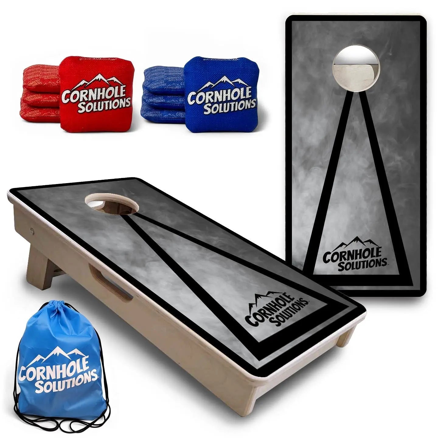Smoke Triangle - Mini Cornhole Board Set (12" x 24") with 8 Mini Bags by Cornhole Solutions, custom cornhole board main product photo