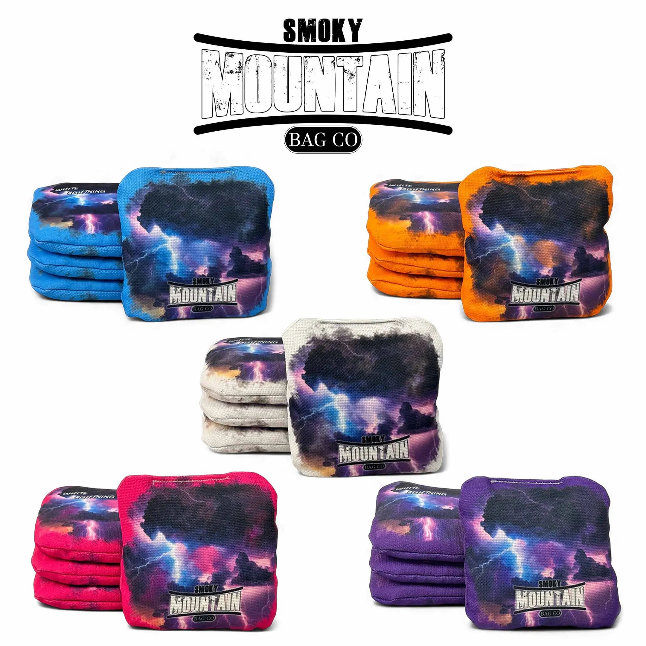 Smoky Mountain Bag Co – PRO Cornhole Bags - Set of 4 - White Lightning Series by Cornhole Solutions, custom cornhole board main product photo