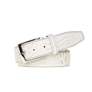 Snow Mock Croc Leather Belt by Roger Ximenez: Bespoke Belts and Leather Accessories, handmade leather goods detail photo 4