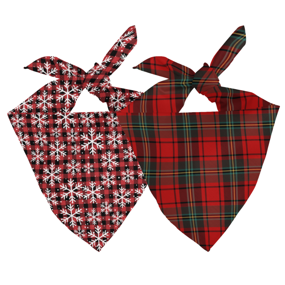 Snowflake & Plaid Winter Reversible Dog Bandana by Dog Bandana Co.