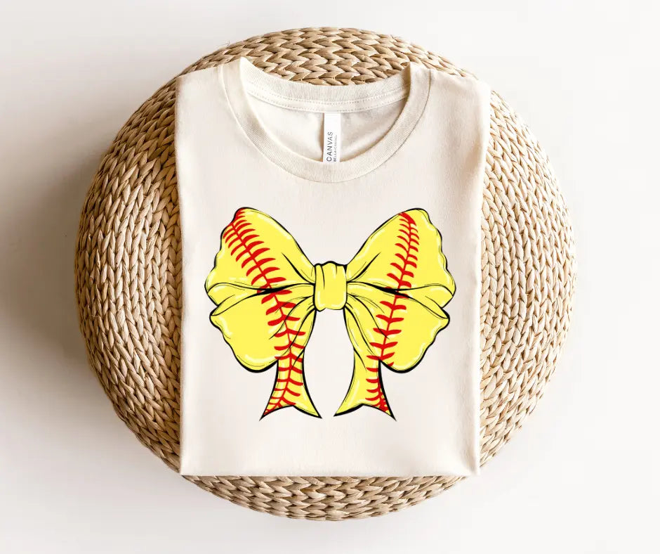 Softball Bow by Southern Backroad Tees LLC, graphic tee main product photo