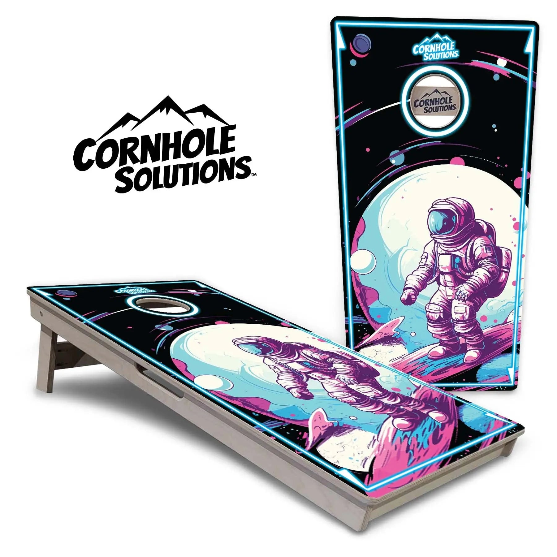 Spaceman Cornhole Boards - Professional Tournament Series by Cornhole Solutions, custom cornhole board main product photo