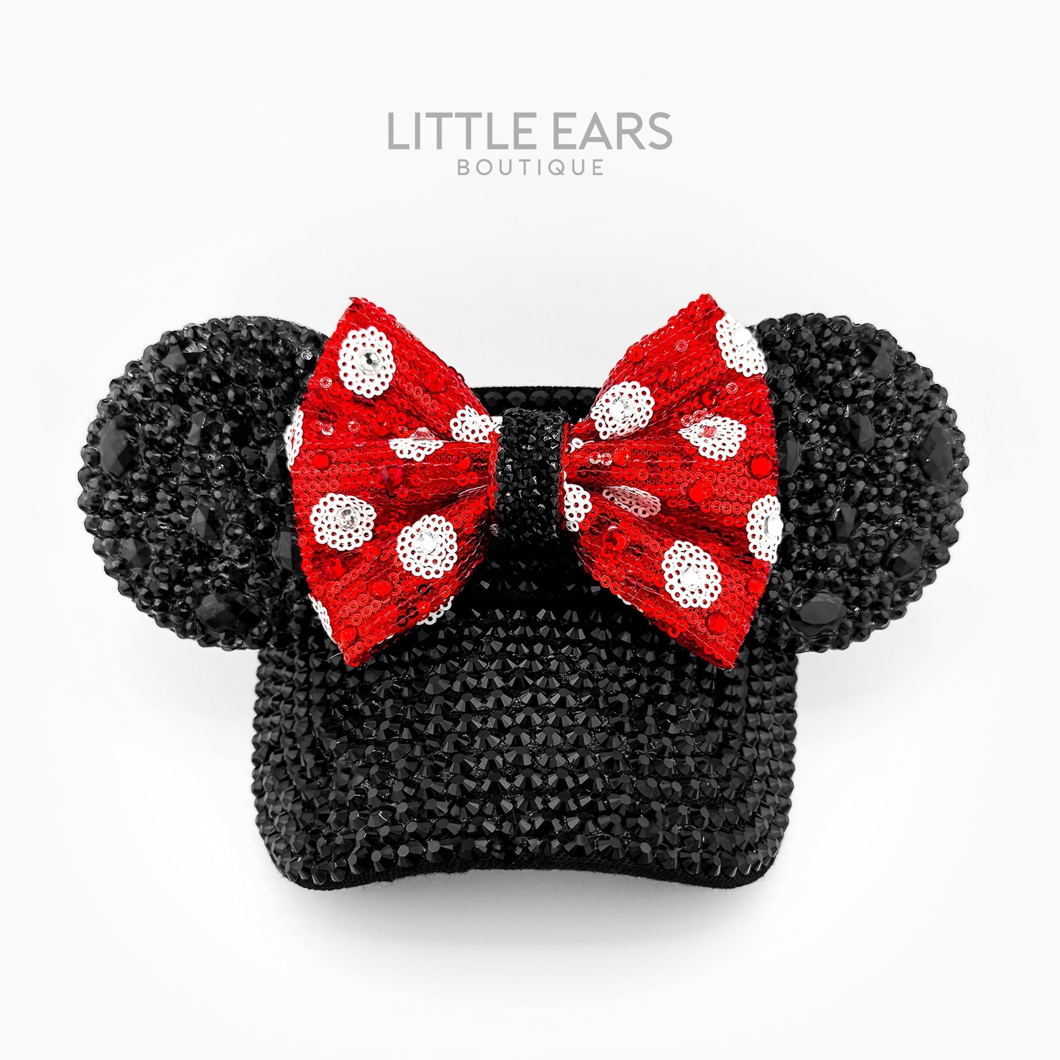 Deep Black Sparkle Visor by Little Ears Boutique, custom hat main product photo