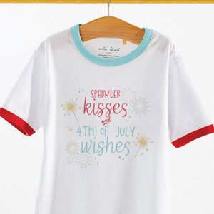 Sparkler Kisses and 4th of July Wishes Organic Cotton Tee Nola Tawk