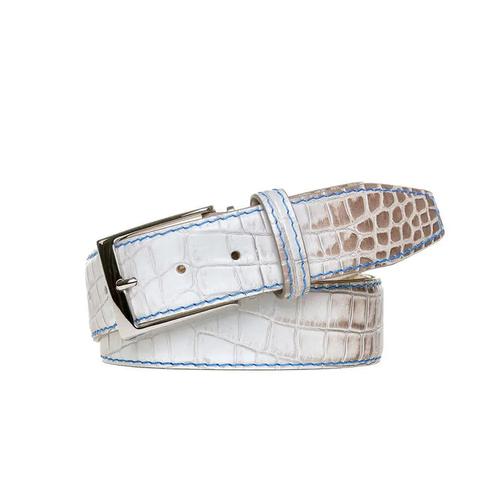 Special Edition Vintage Natural Mock Gator Leather Belt by Roger Ximenez: Bespoke Belts and Leather Accessories, handmade leather goods main product photo