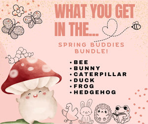 Spring Buddies Fidget Bundle: Adorable animal fidget toys for sensory play! Bee, Bunny, Caterpillar, Duck, Frog, Hedgehog.