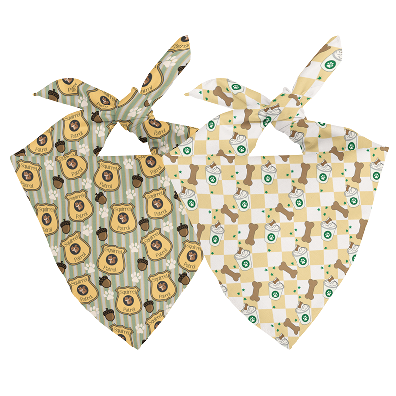 Squirrel Patrol & Pup Cup Reversible Dog Bandana
