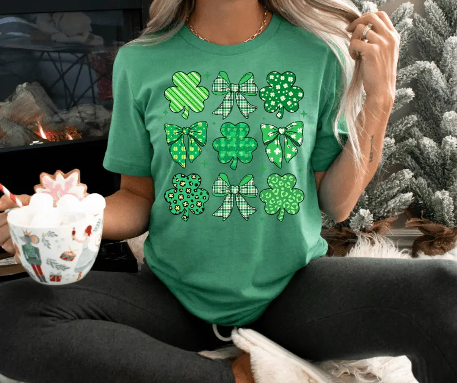 St Patrick’s Day Coquette by Southern Backroad Tees LLC, graphic tee main product photo