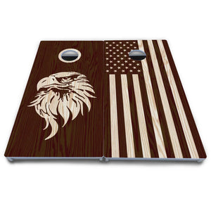 Stained Flag & Eagle Cornhole Boards - All Weather Series Cornhole Solutions