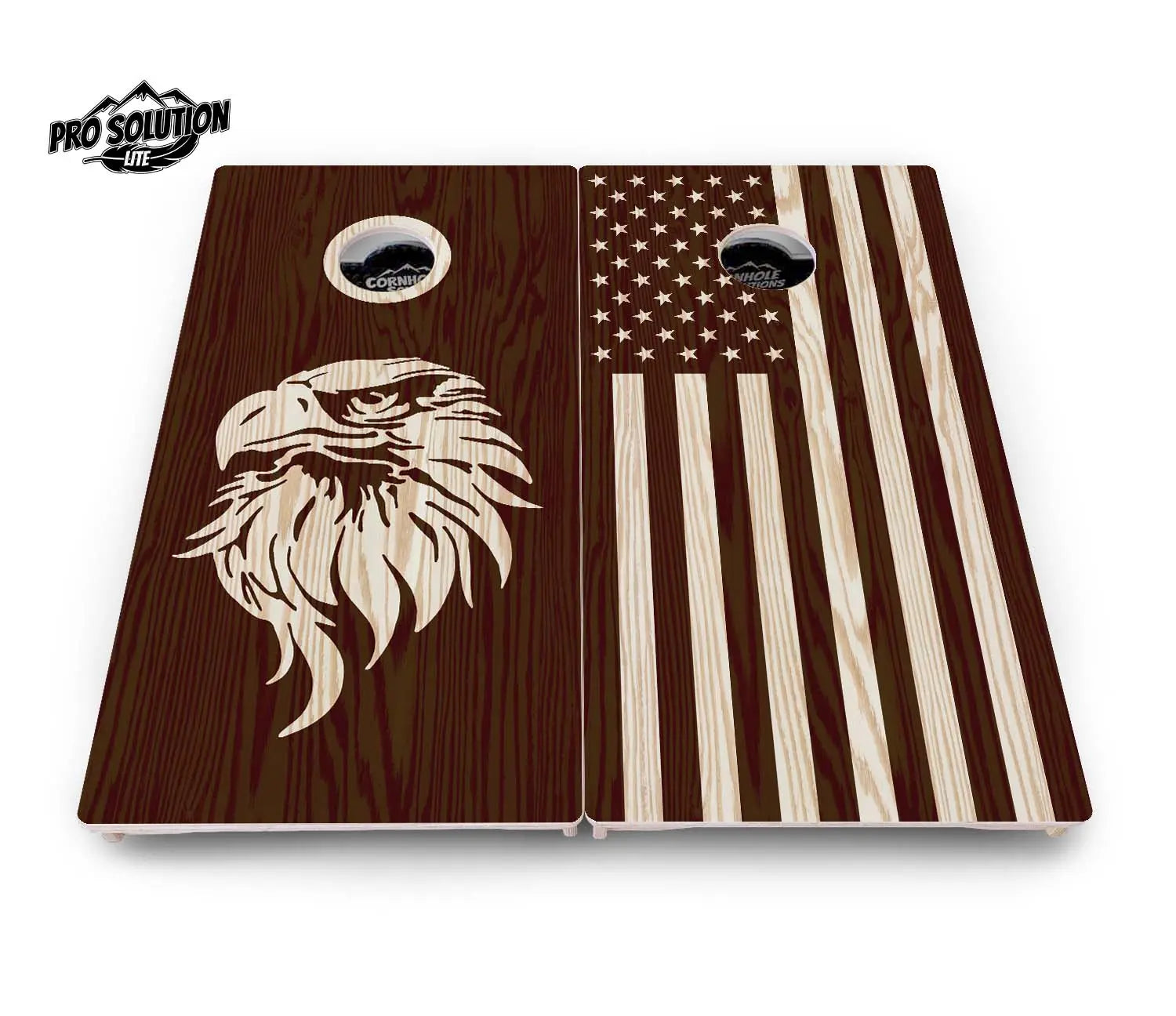 Stained Flag & Eagle Cornhole Boards - Pro Solution Lite Series Cornhole Solutions