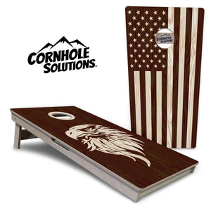 Stained Flag & Eagle Cornhole Boards - Professional Tournament Series by Cornhole Solutions, custom cornhole board main product photo