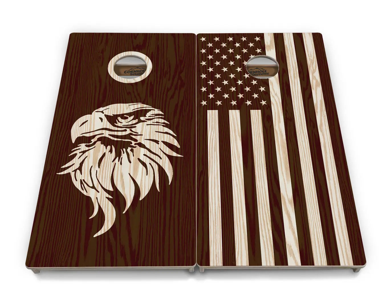 Stained Flag & Eagle Cornhole Boards - Professional Tournament Series by Cornhole Solutions, custom cornhole board detail photo 2