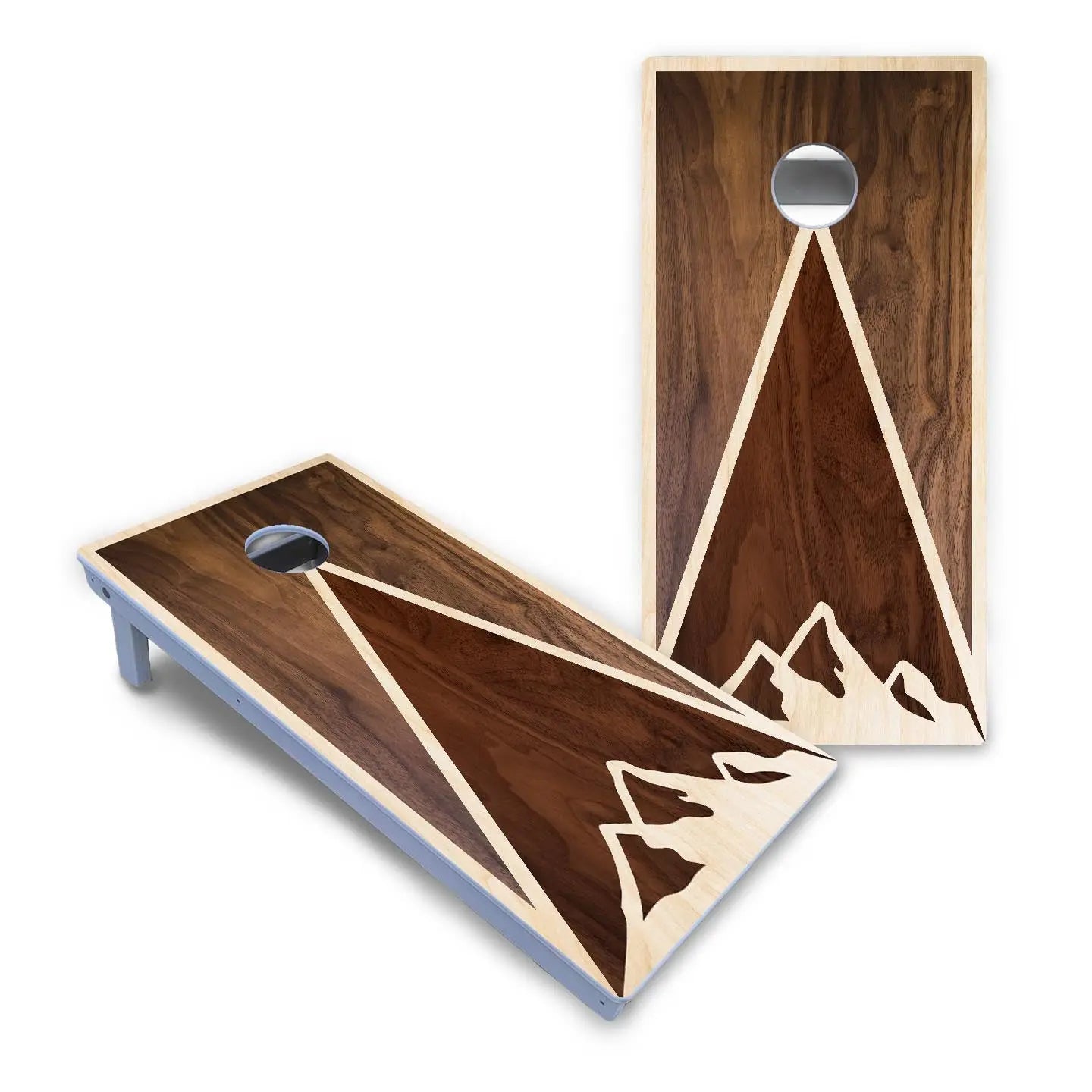 Stained Mountain Scene Cornhole Boards - All Weather Series by Cornhole Solutions, custom cornhole board detail photo 2