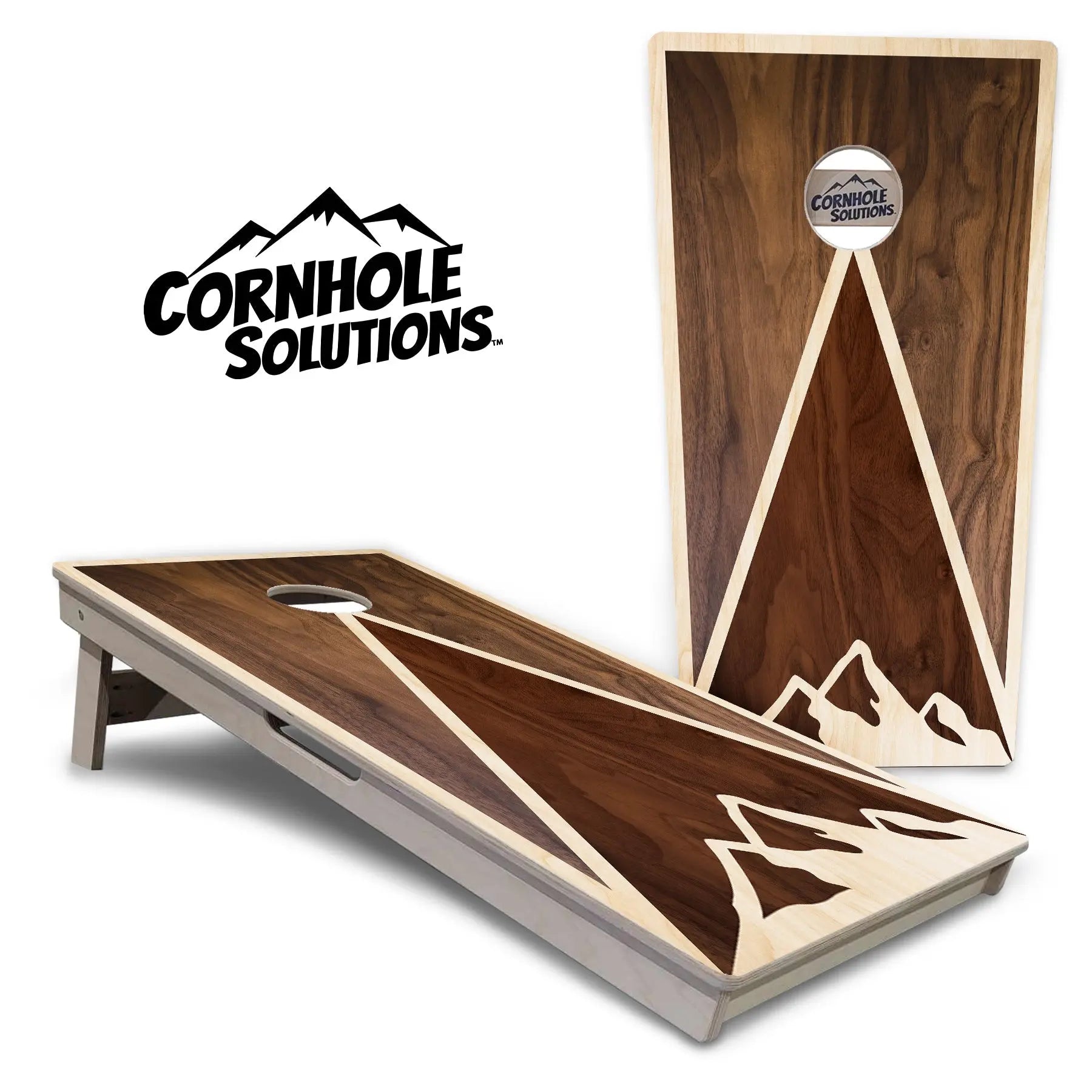 Stained Mountain Scene Cornhole Boards - Professional Tournament Series Cornhole Solutions