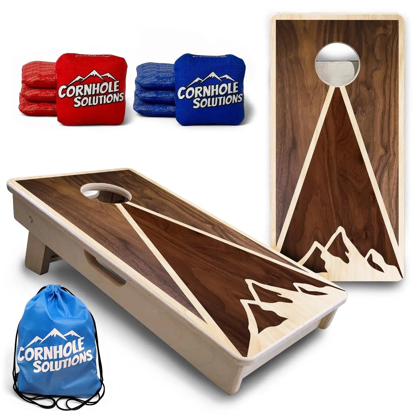 Stained Mountain Scene - Mini or Vacation Size Cornhole Boards by Cornhole Solutions, custom cornhole board main product photo