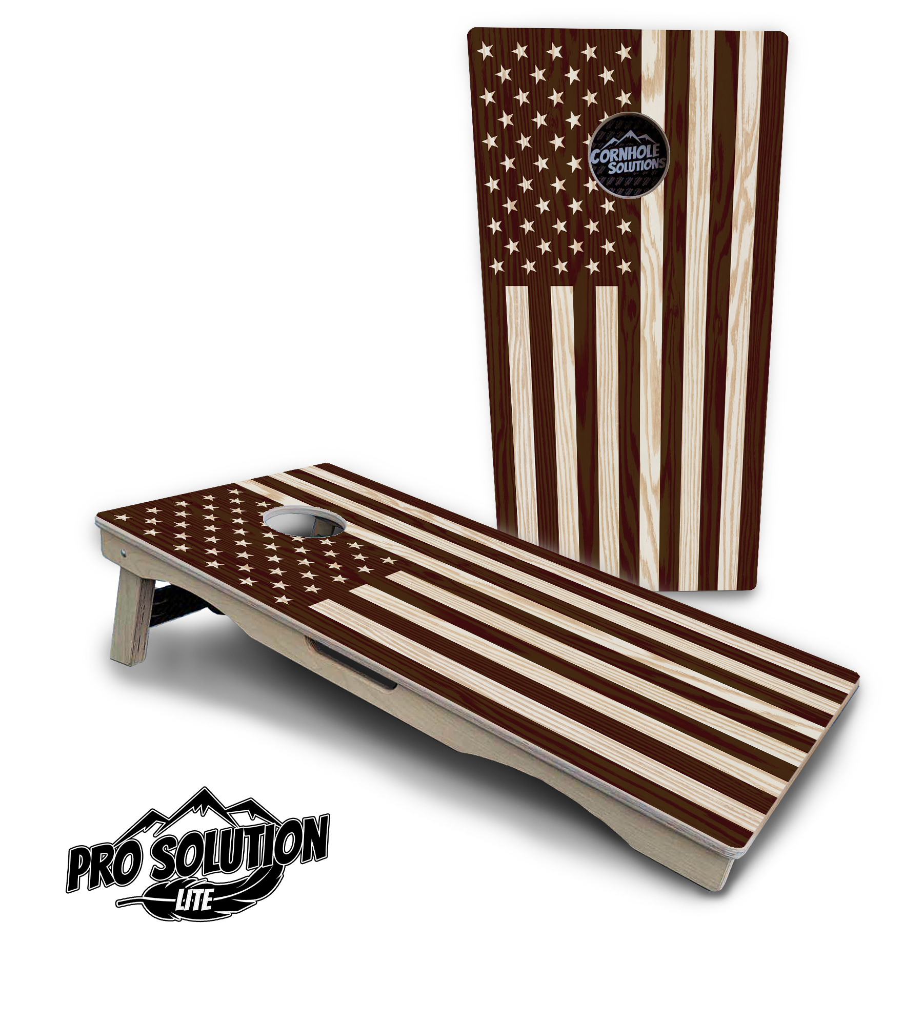 Stained Flag & Eagle Cornhole Boards - Pro Solution Lite Series Cornhole Solutions