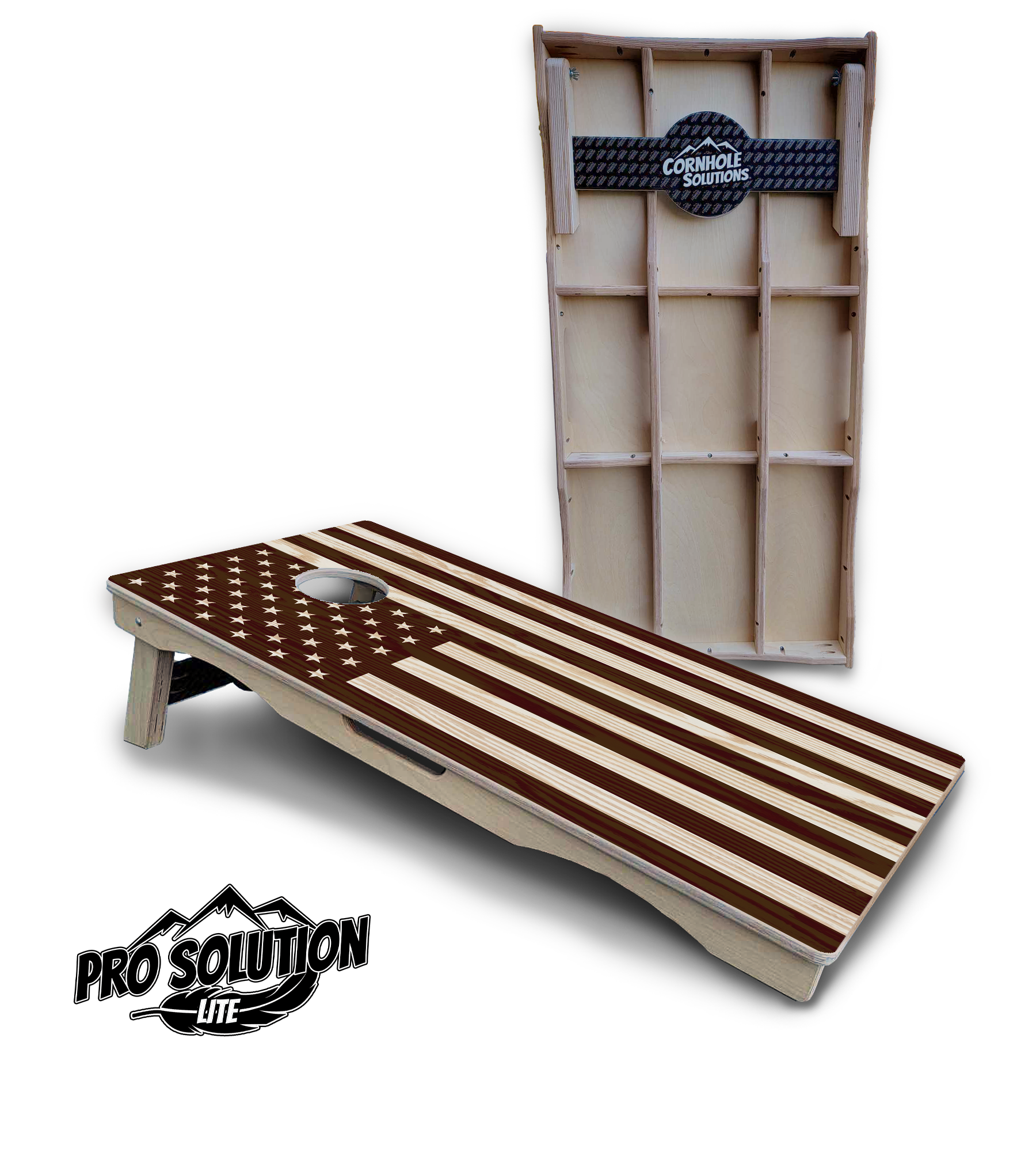 Stained Flag & Eagle Cornhole Boards - Pro Solution Lite Series Cornhole Solutions