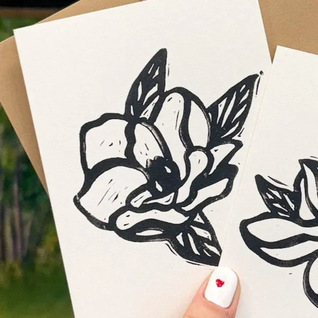 Stamped Magnolia Greeting Card by Crooked Letter, paper gift detail photo 2