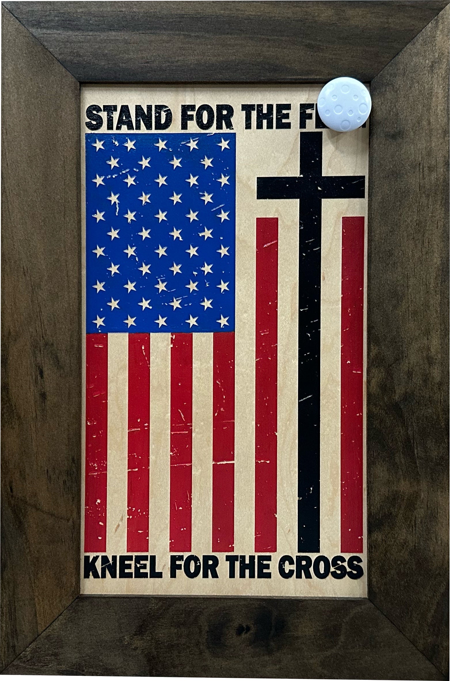 American Flag Hidden Gun Storage Cabinet - Stand For The Flag, Kneel For The Cross Concealed Gun Storage by Bellewood Designs, gun safes detail photo 11