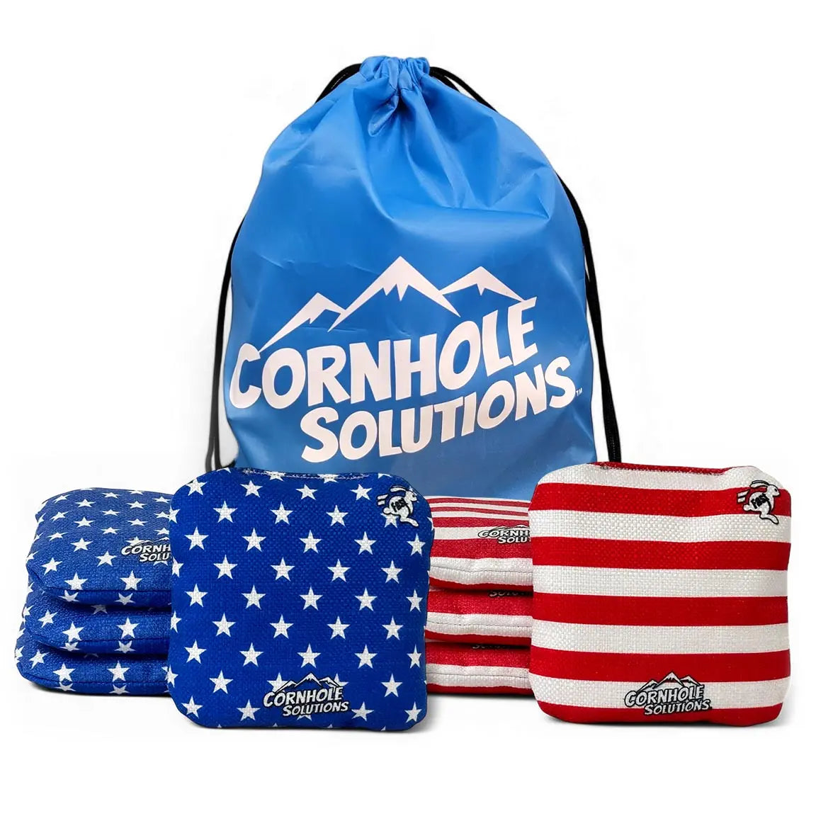 Stars/Stripes - Pro Style REC Cornhole Bags – Regulation 6"x6" – Full Set of 8 by Cornhole Solutions, custom cornhole board main product photo